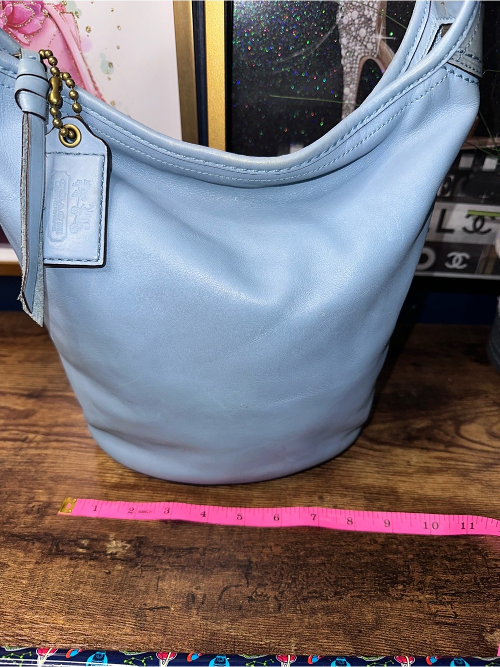 Coach Legacy Lace-Up Hobo Bag 11422 Sky Blue Leather Y2K Vintage Brass - Picture 12 of 16